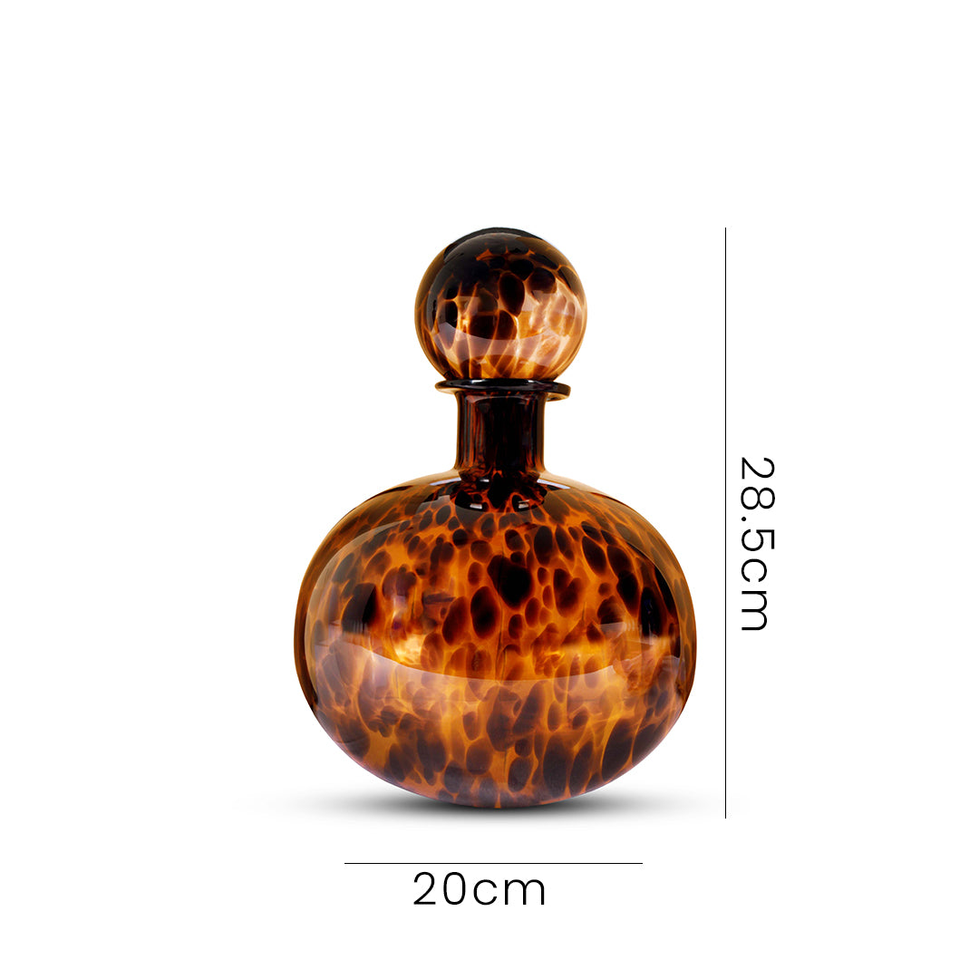 Smoked Egyptian Round Glass Vase with Lid