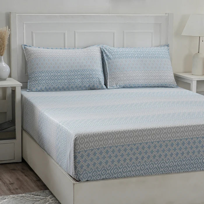 Optimist Bloom Multi Ikat 144TC Cotton 6PC Bed Bath Set - Polka Dots & Gray Towel