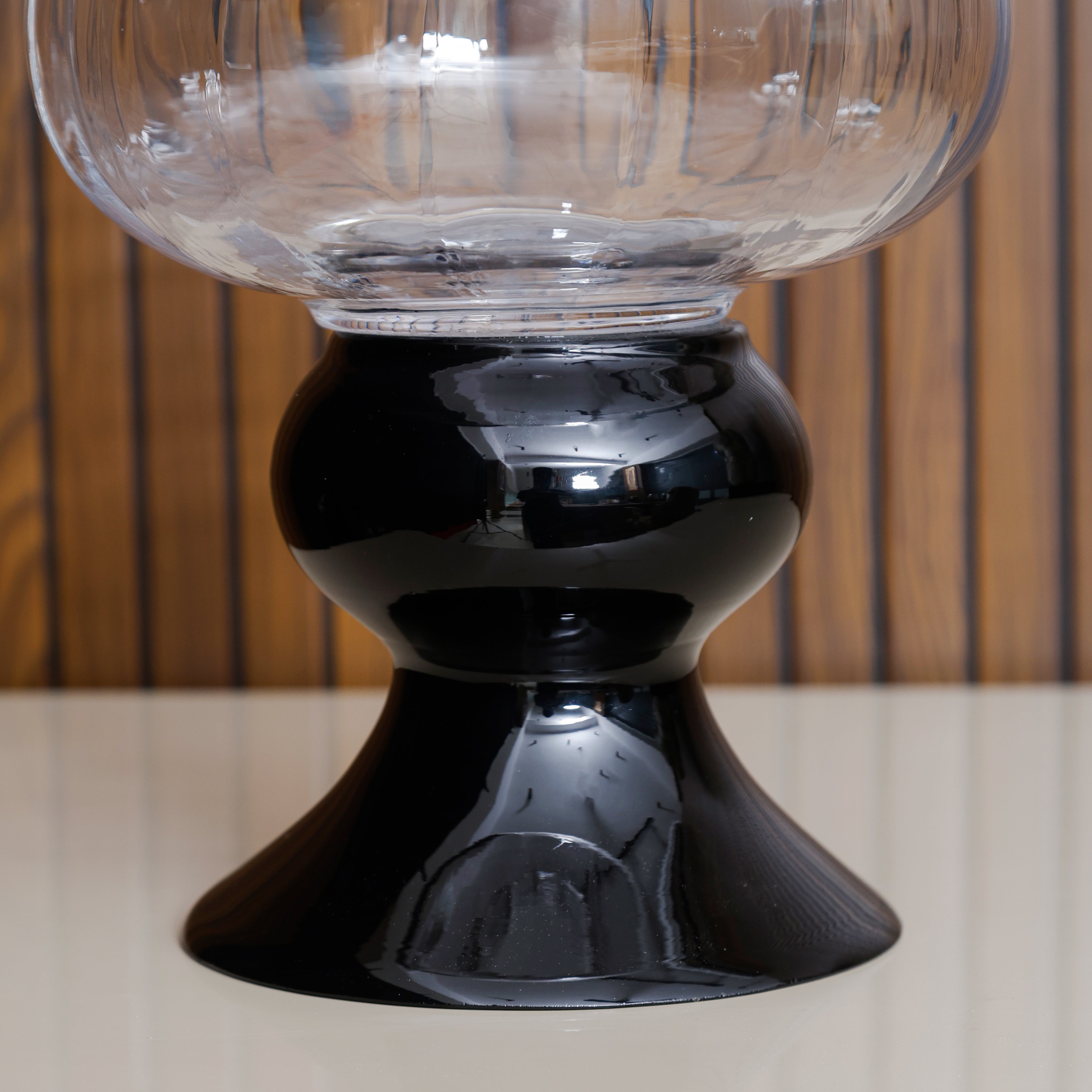 Radiant Clear Vase With Black Base - Small