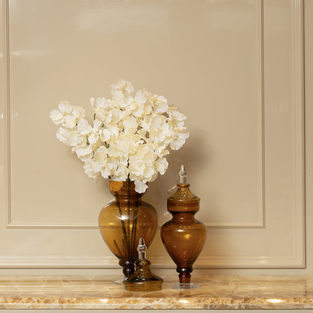 Azzura Brown Tall Vase With Lid