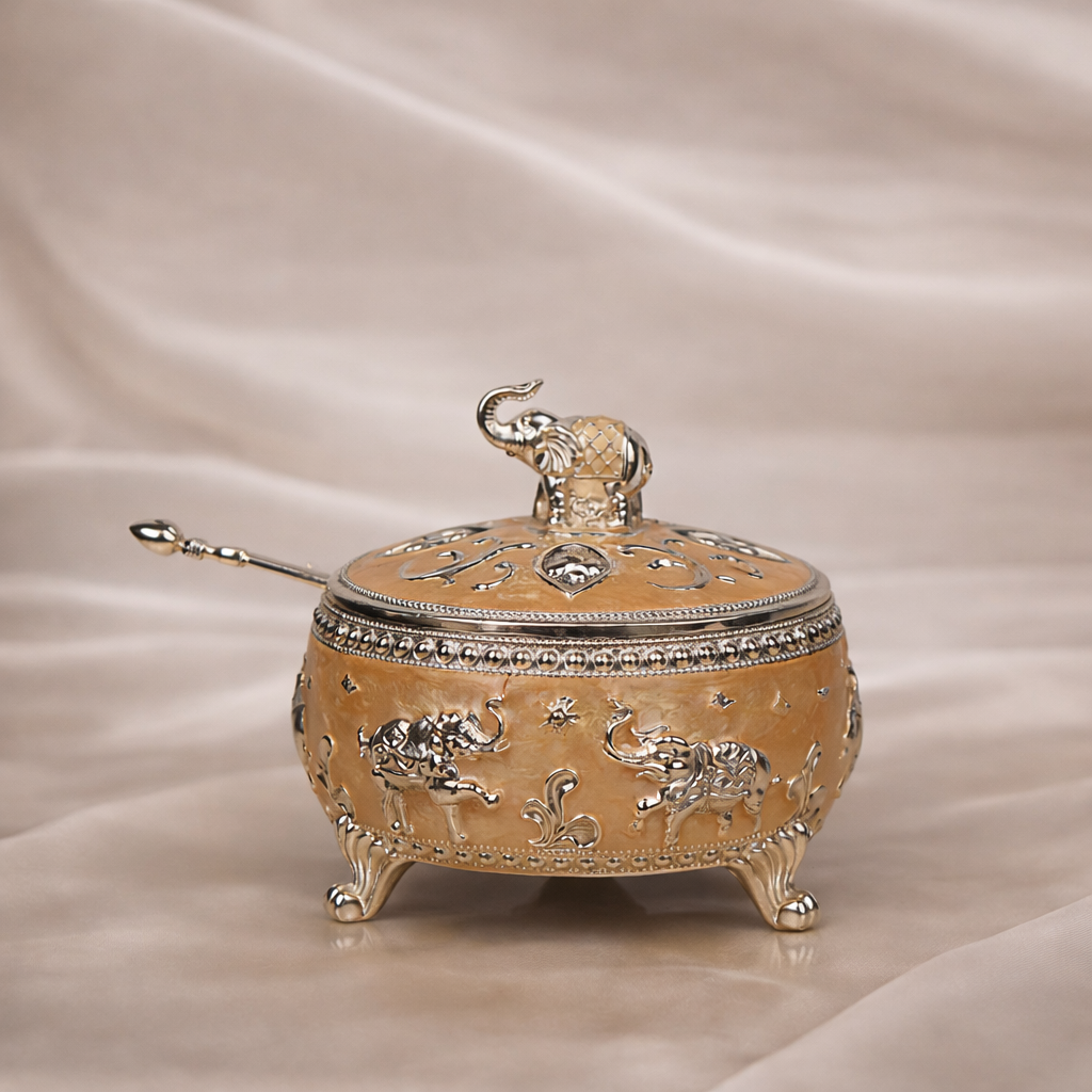 Elephant Sugar Pot with Spoon