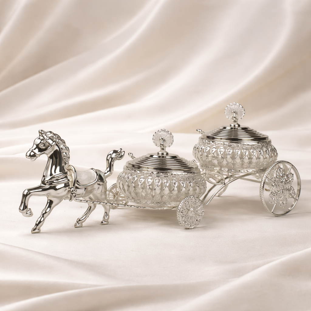 Horse Cart Double Bowl Serving Set