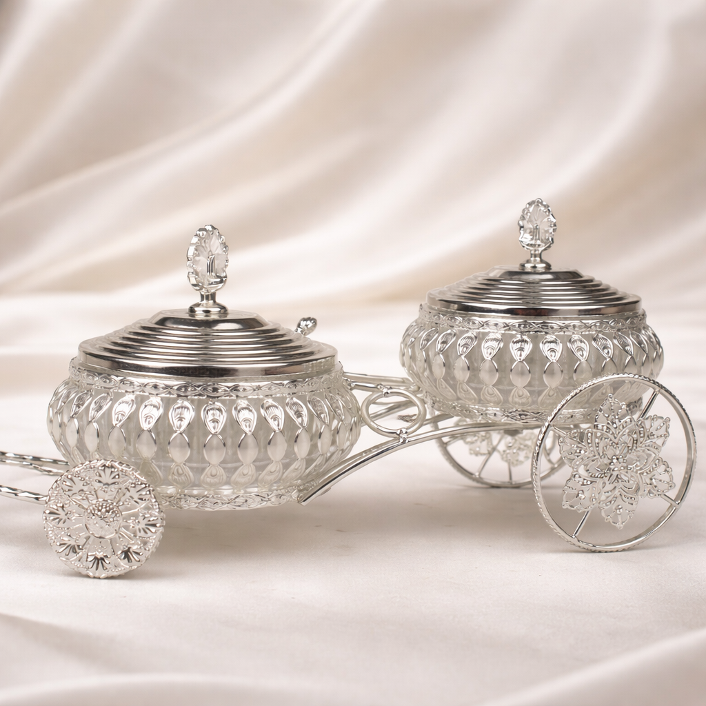 Horse Cart Double Bowl Serving Set