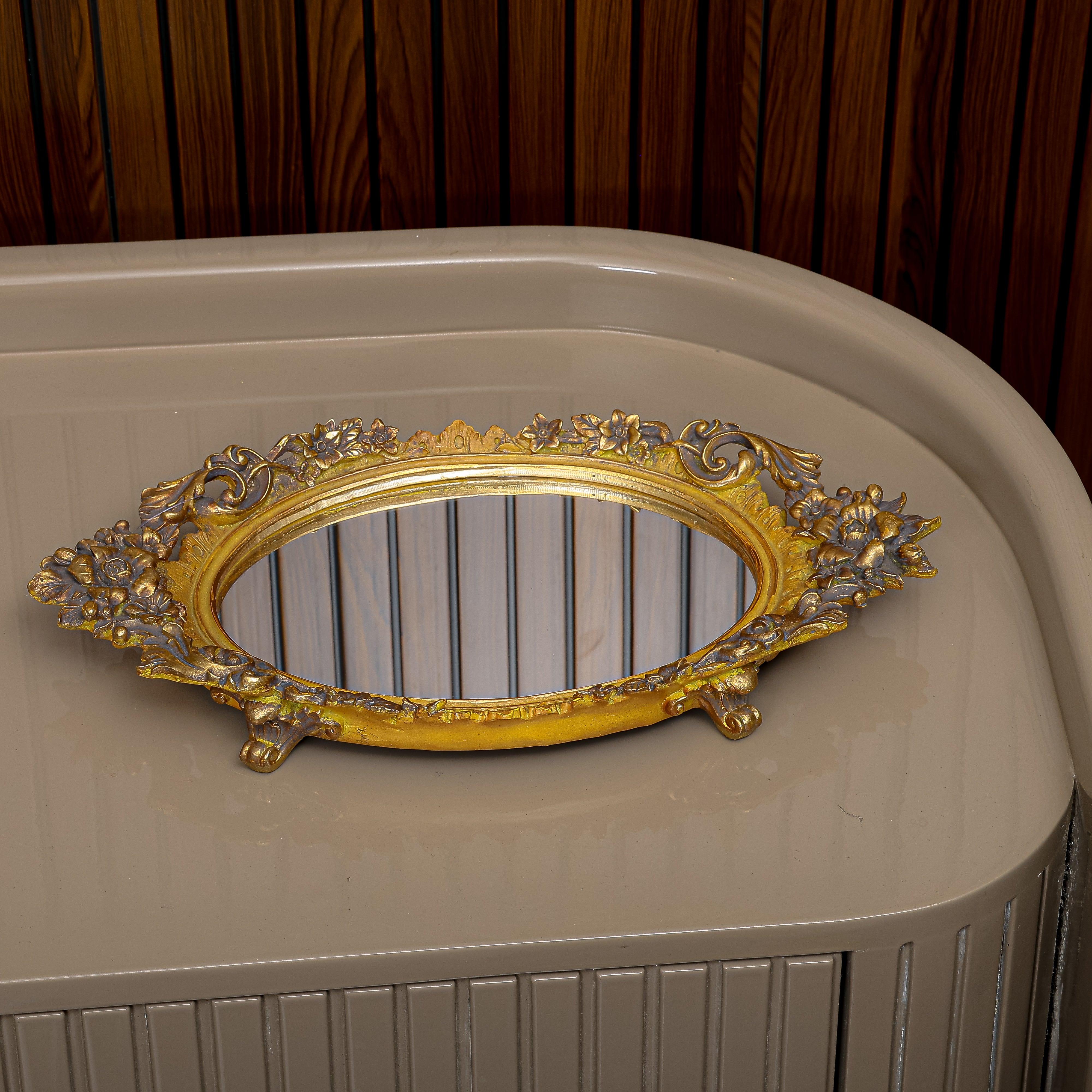 Gold Floral Vanity/Serving Tray