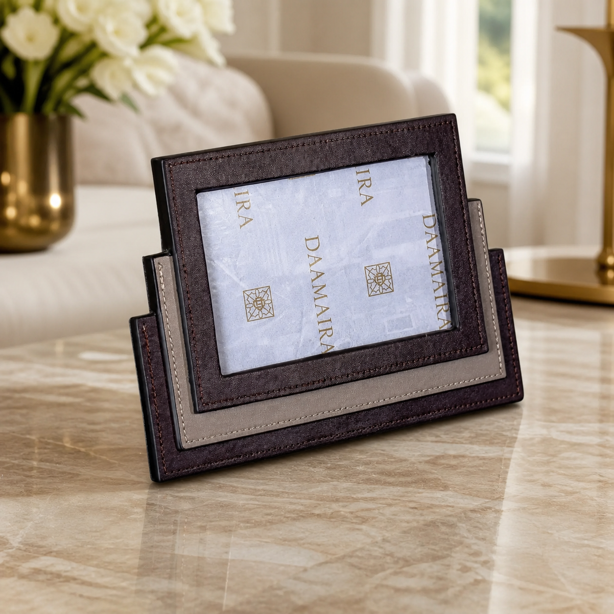 Layered Leather Photo Frame