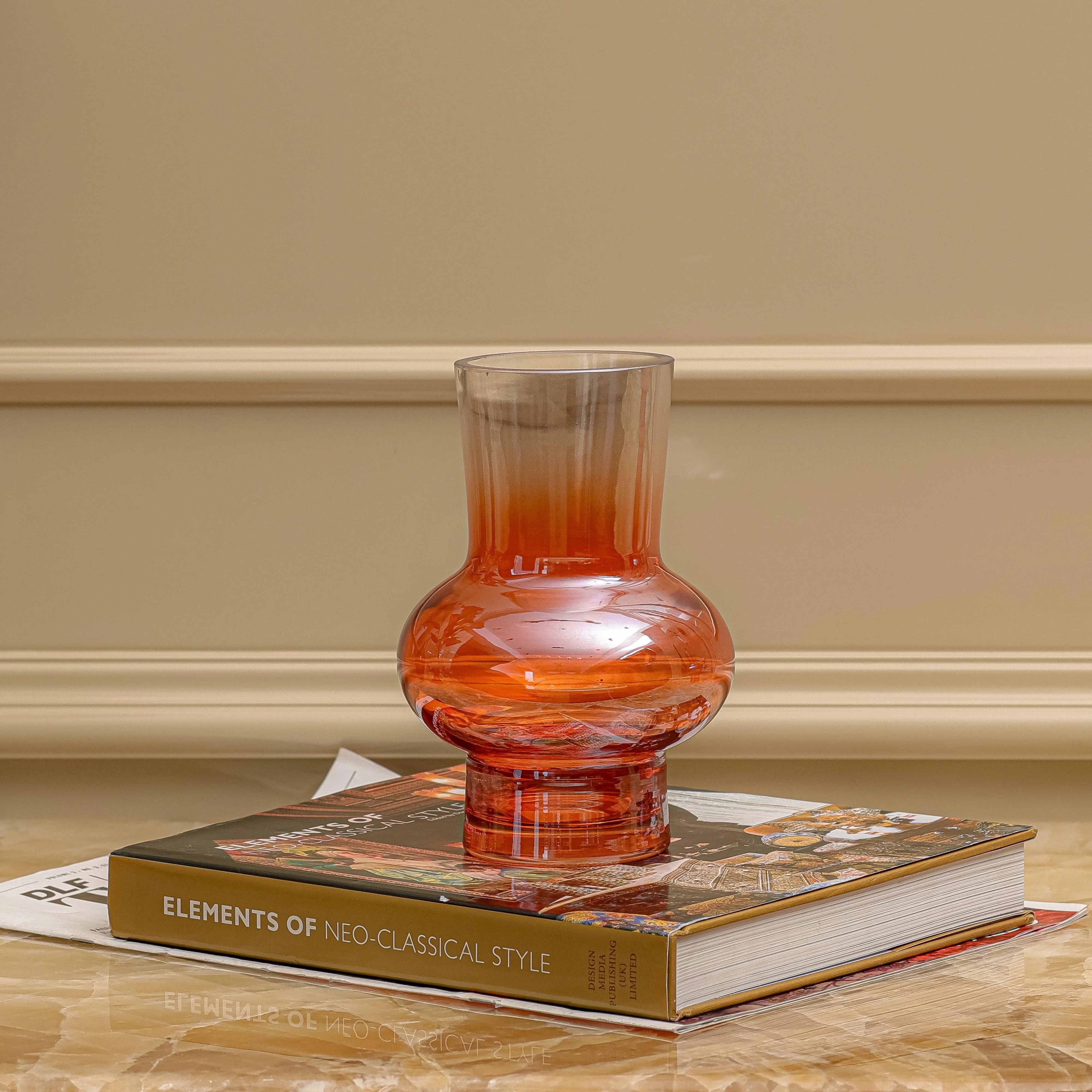 Orange Ombre Glass Vase