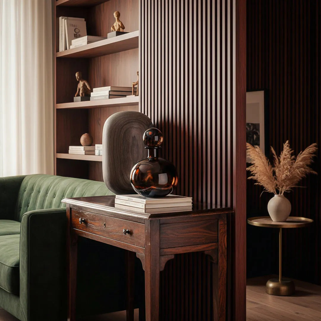 Smoked Egyptian Round Glass Vase with Lid