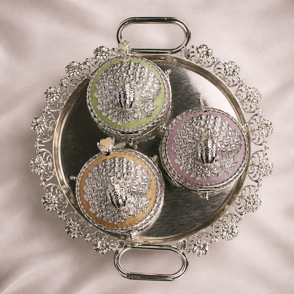 Peacock Jar Set with Serving Tray