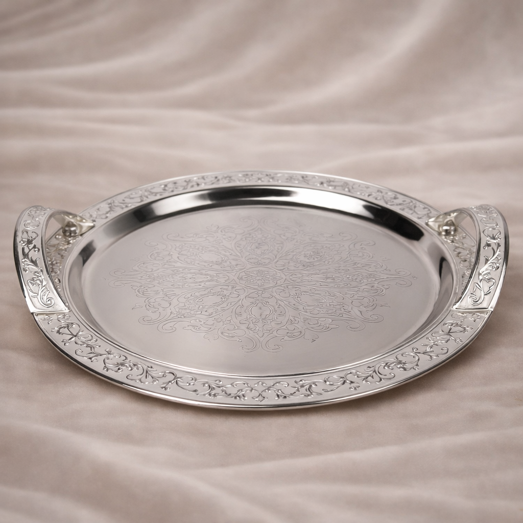 Round Serving Tray with Handle