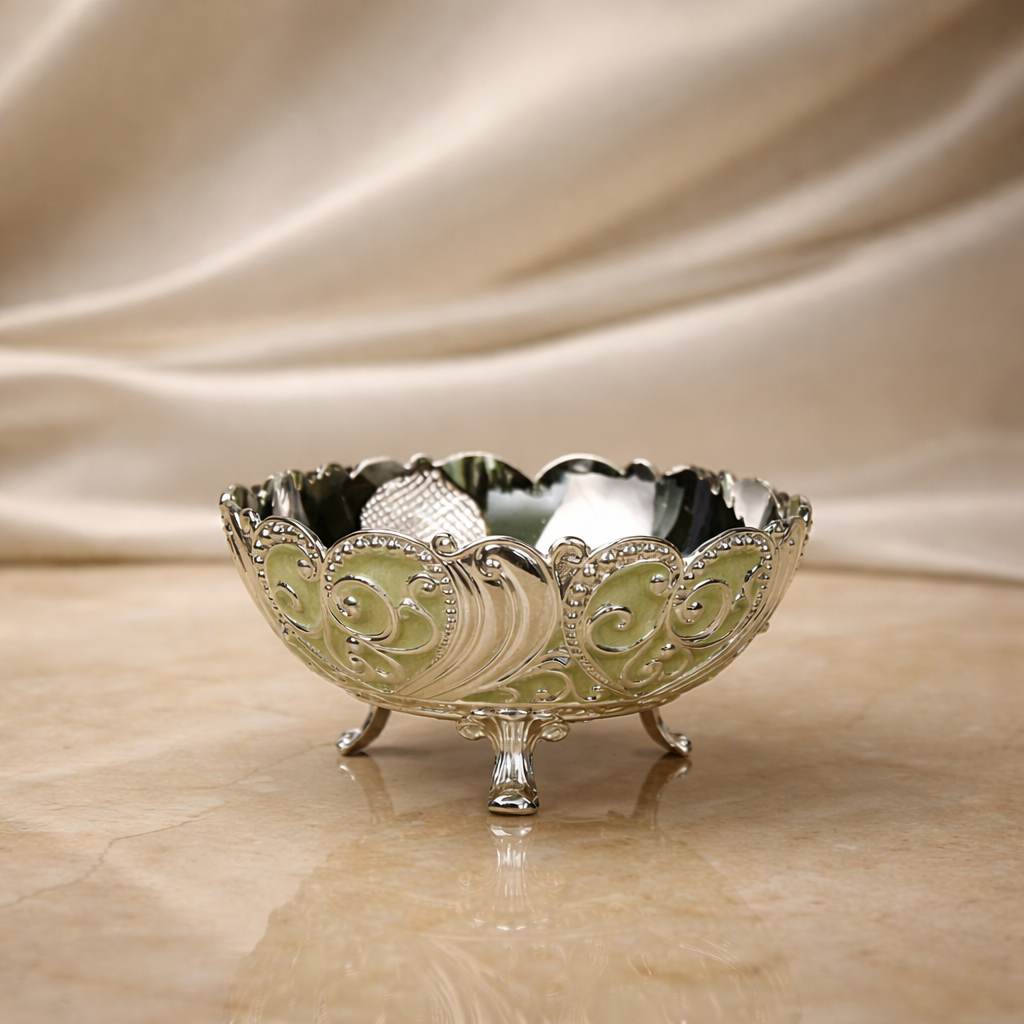 Royal Scroll Mini Dry Fruit Bowl (7.5 x 6.3 cm)