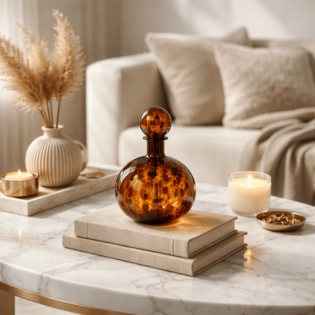 Smoked Egyptian Round Flower Vase with Lid