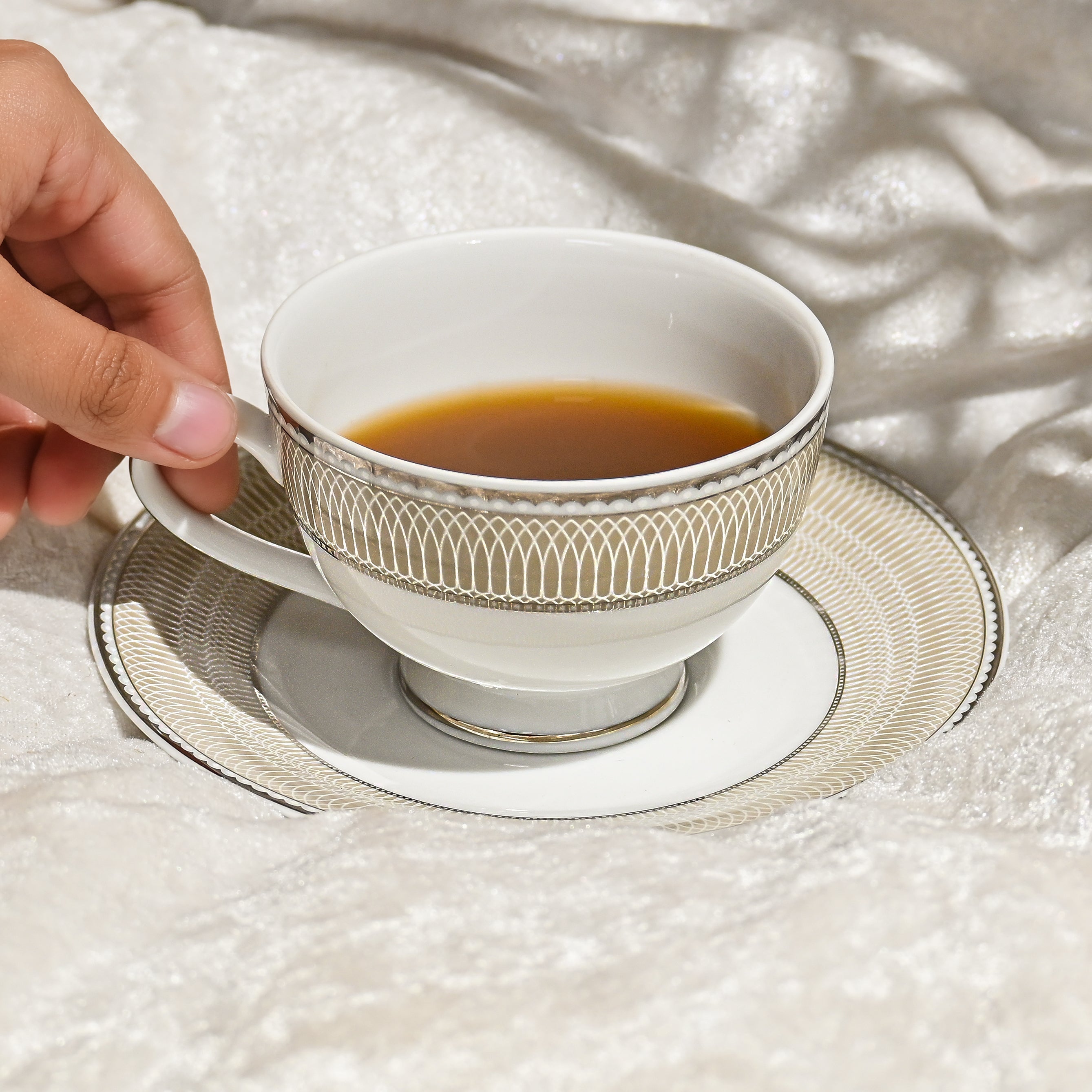Shine Platin Tea Cup & Saucer 12 Pc ICHKAN by Day To Day