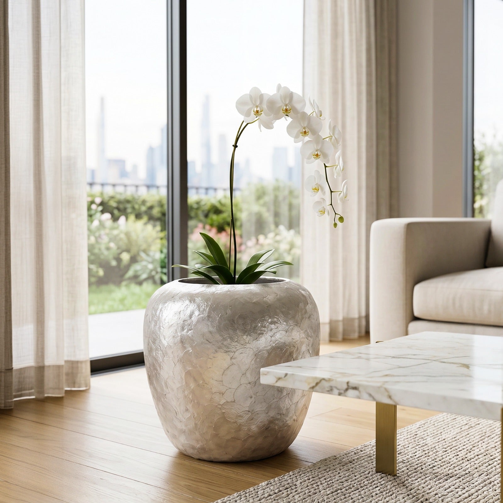 Silver Pearl Shell Planter - Small (48.2cm)