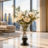 Radiant Clear Vase With Black Base — view 3