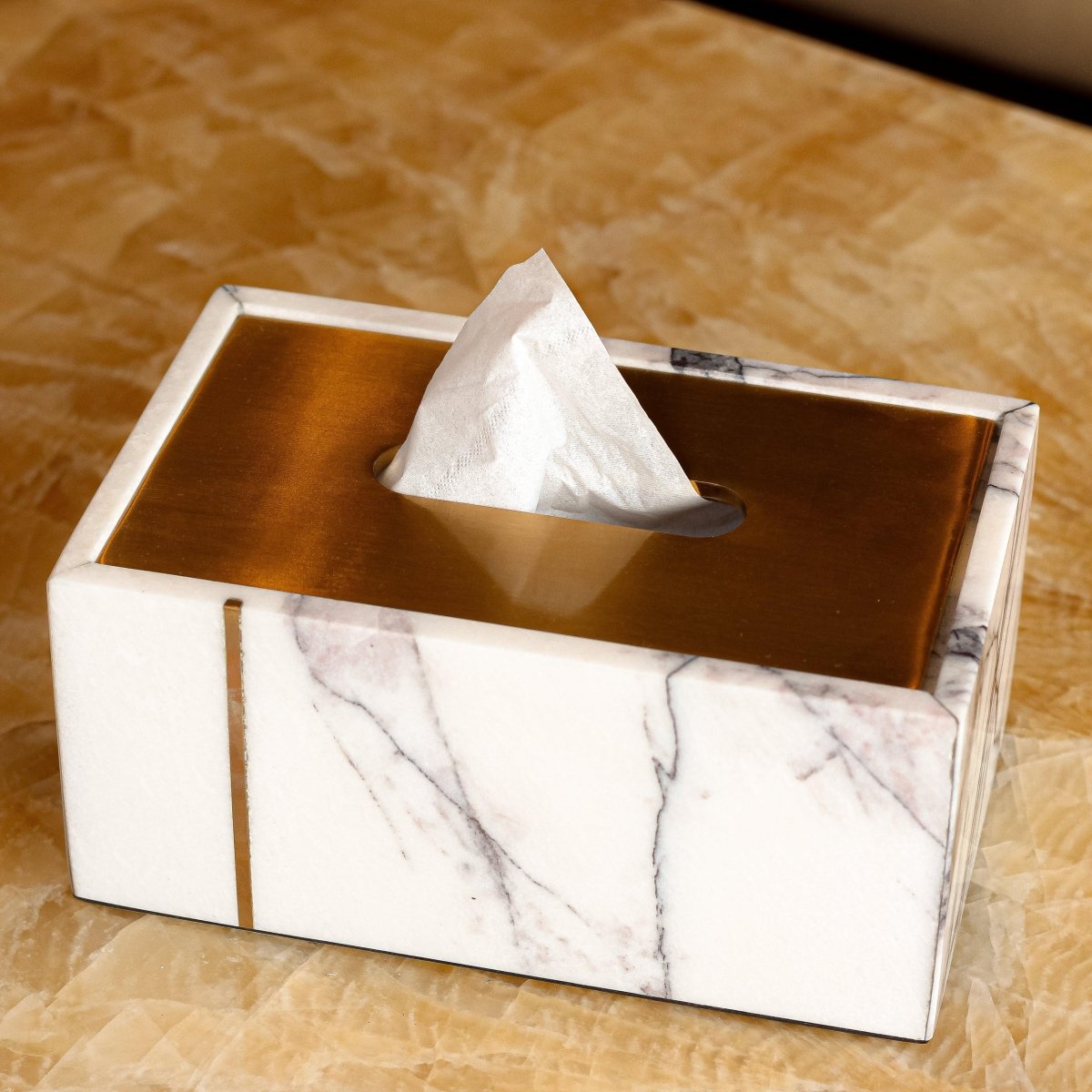 Tissue Box Arabescato Tissue Box - Daamaira Home and Living Ltd
