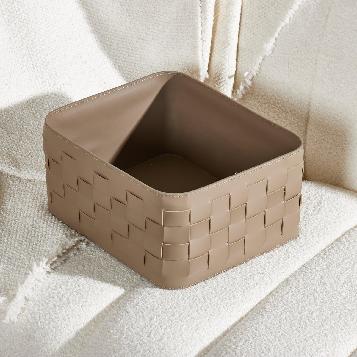 Wicker Storage Box Aubrey Leather Basket - Daamaira Home and Living Ltd