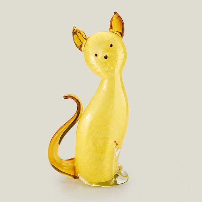 Murano Glass Golden Cat Sculpture