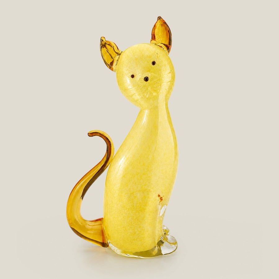 Murano Glass Golden Cat Sculpture