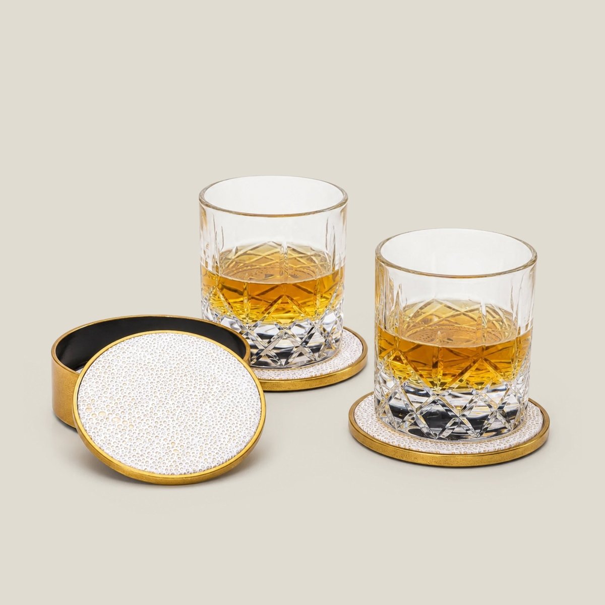 Coasters Beige Royal Round Coasters - Daamaira Home and Living Ltd