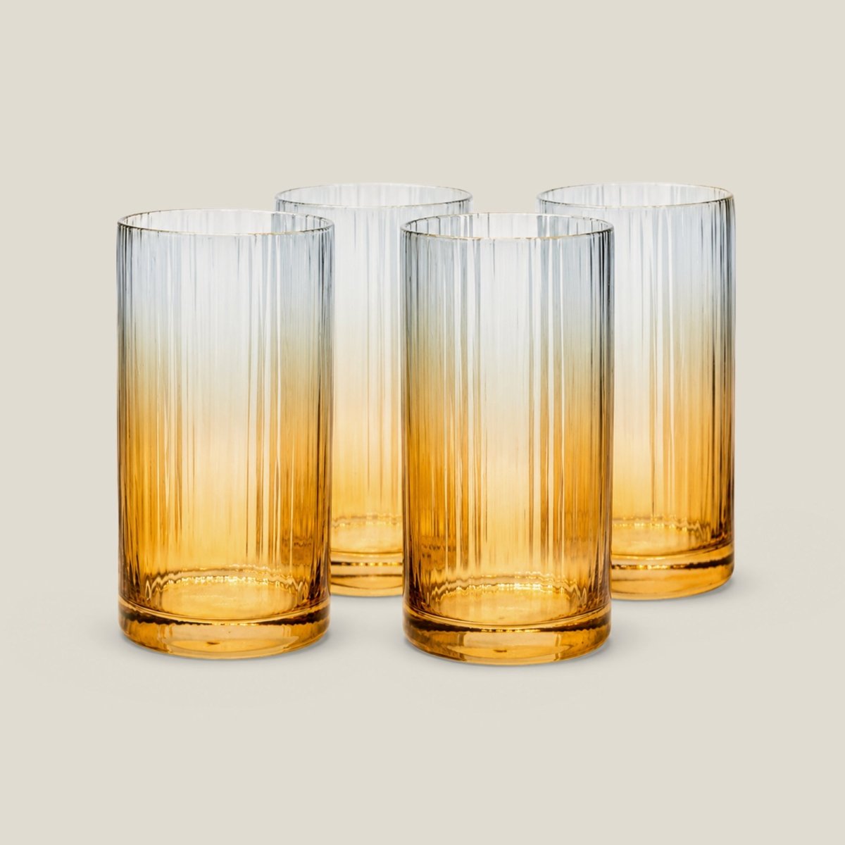 Drinking Glasses Blue And Amber Ombre High Ball Glass - Set of 4 - Daamaira Home and Living Ltd