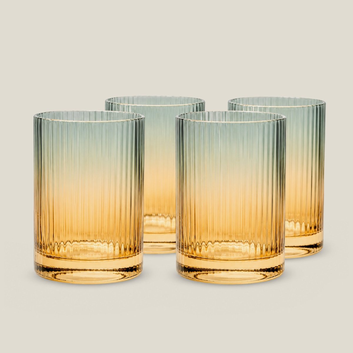 Drinking Glasses Blue And Amber Ombre Water Glass - Set of 4 - Daamaira Home and Living Ltd