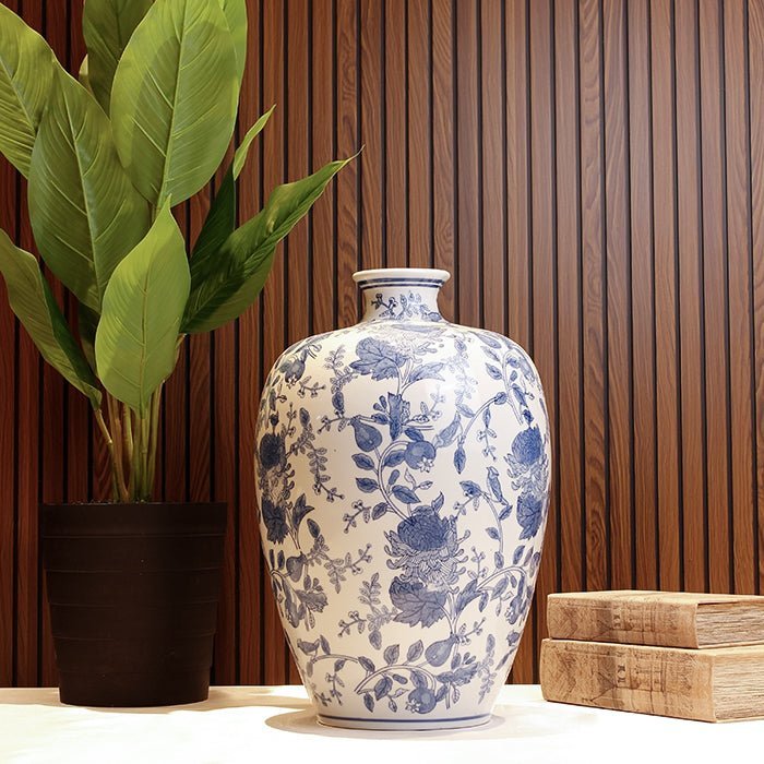 Sculptures & Figurines Blue and White Vase - Daamaira Home and Living Ltd