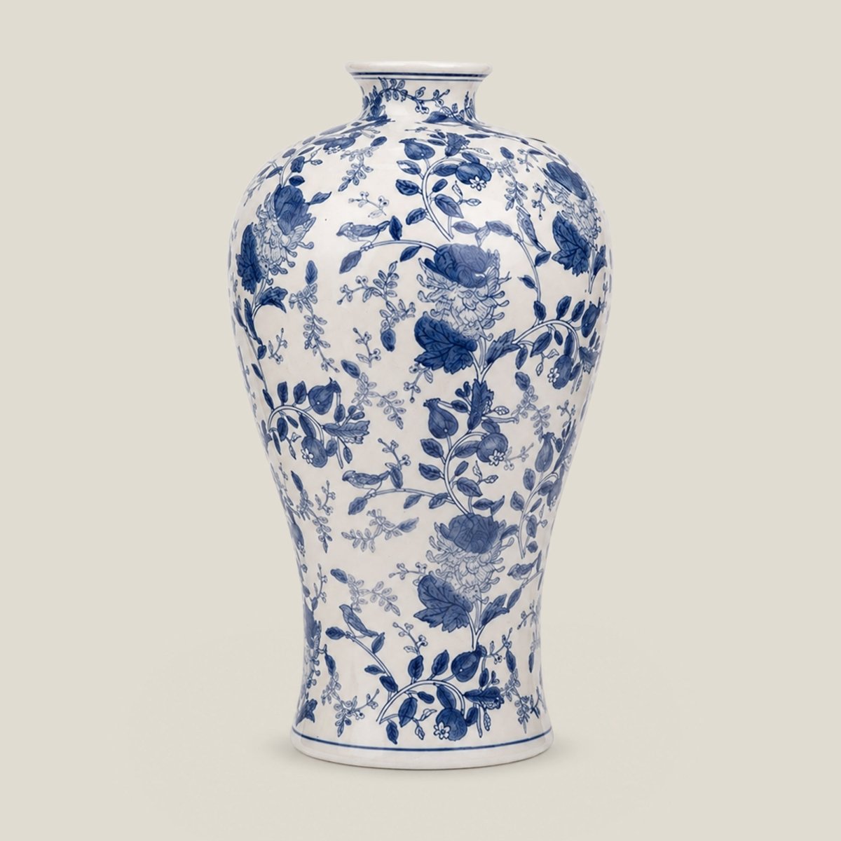 Sculptures & Figurines Blue and White Vase - L - Daamaira Home and Living Ltd