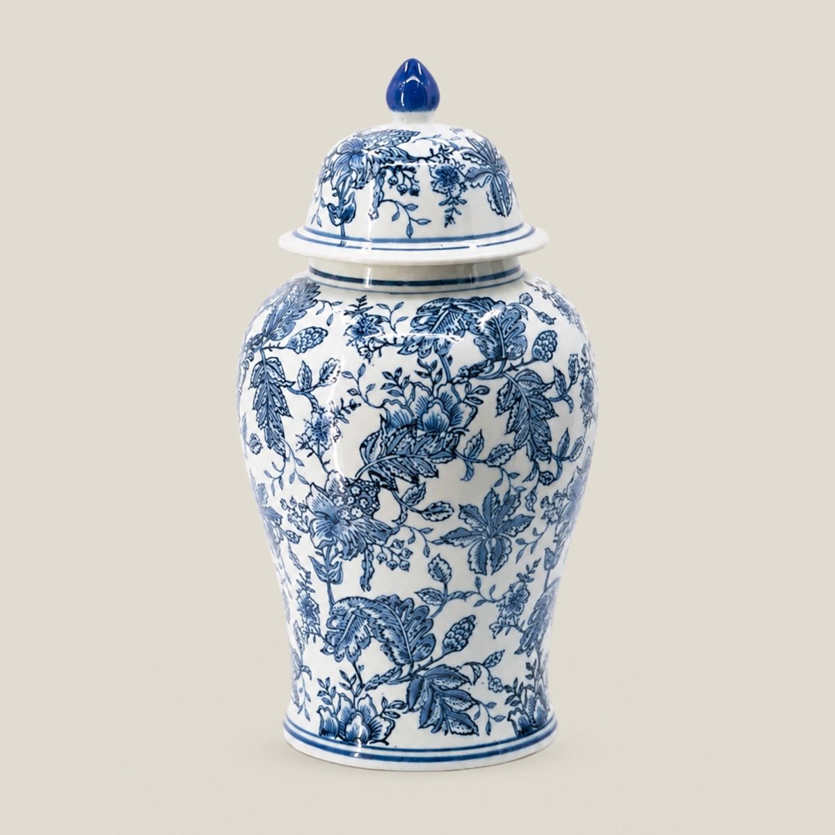 Blue Pottery Ginger Jar - S - Daamaira Home and Living Ltd