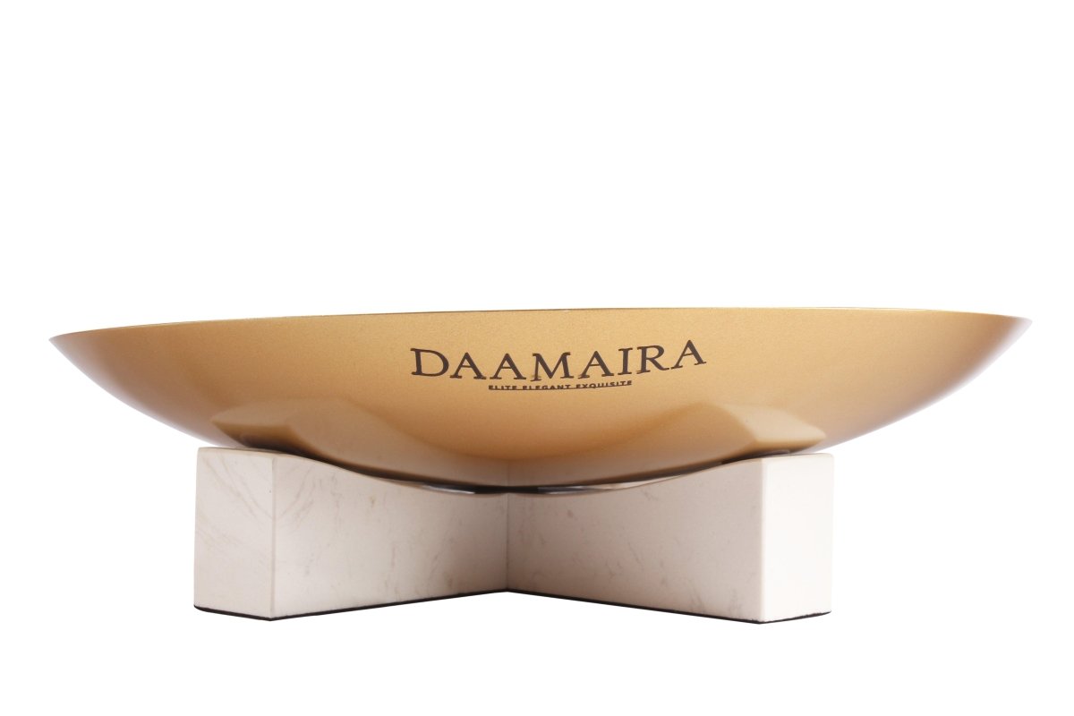 Decorative Platters Brass Tray With Marble Stand - Daamaira Home and Living Ltd