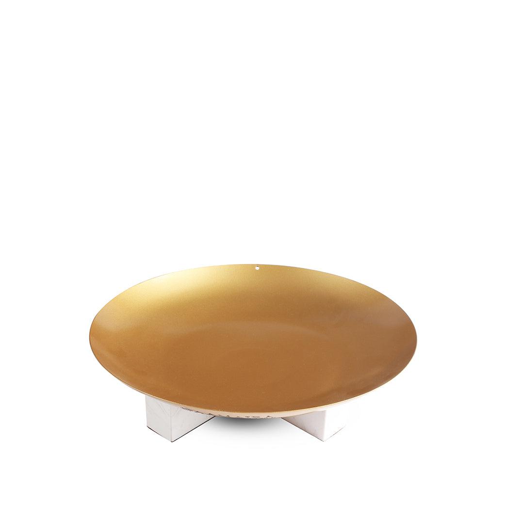 Decorative Platters Brass Tray With Marble Stand - Daamaira Home and Living Ltd