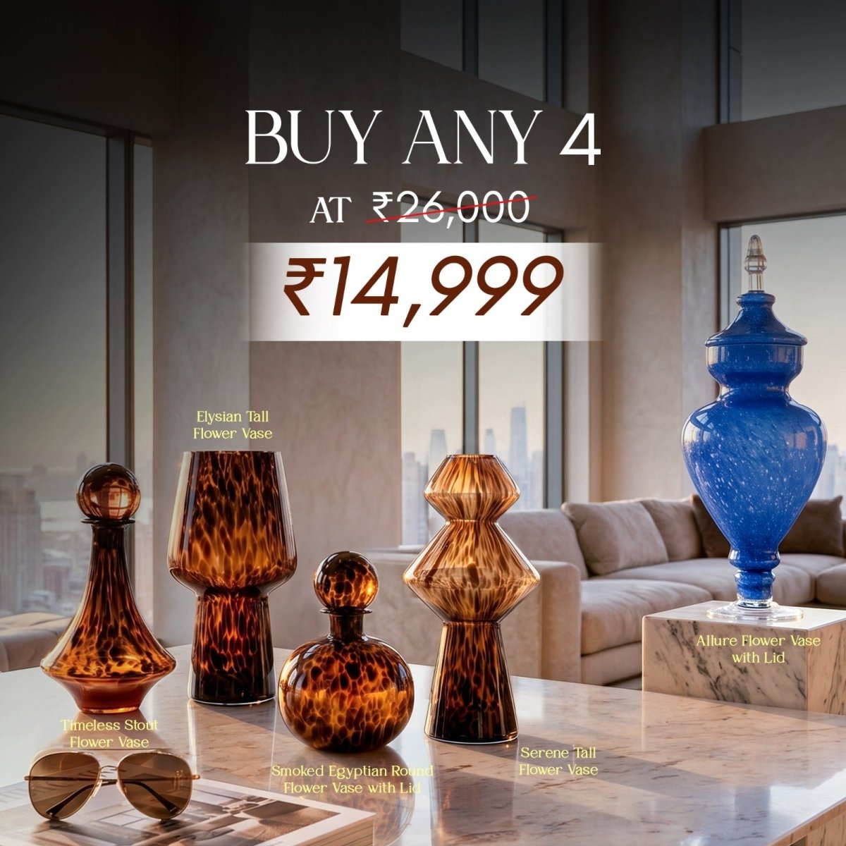 Vases BUY ANY 4 VASES - Daamaira Home and Living Ltd
