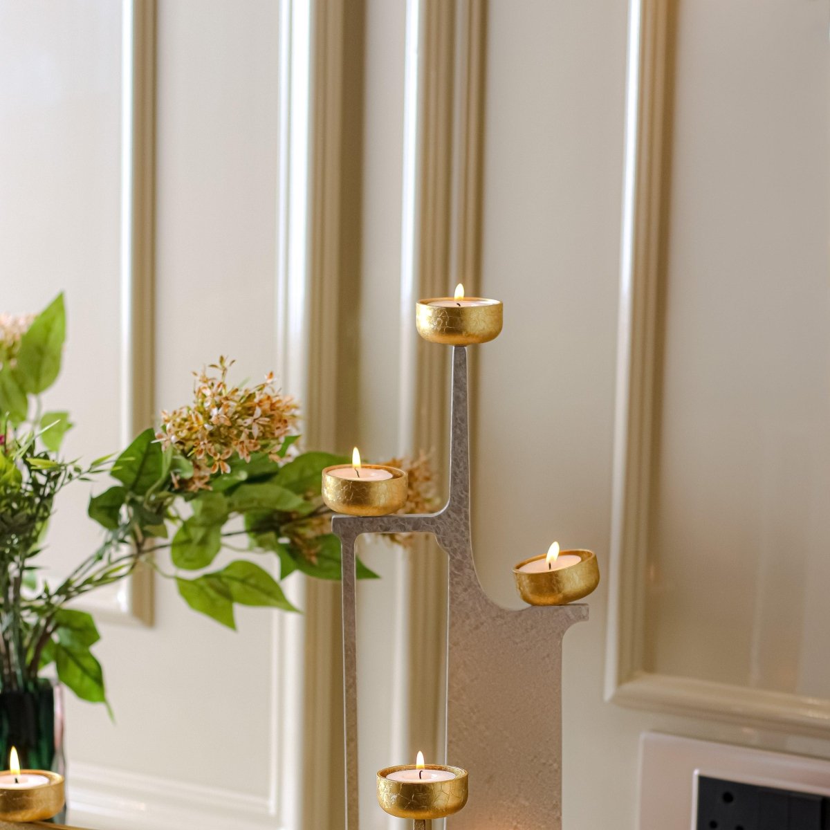 Candle Holders Celestial Silver Candle Stand - Daamaira Home and Living Ltd