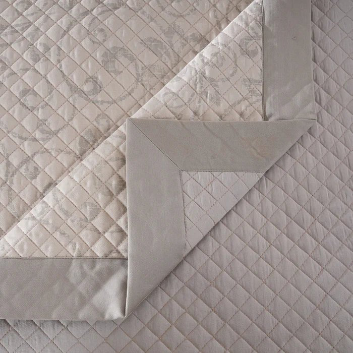 Classical Ornate Seamless Scroll || 8 - Pcs Quilt/Qulited Bed Cover Set - Neutral - Daamaira Home and Living Ltd