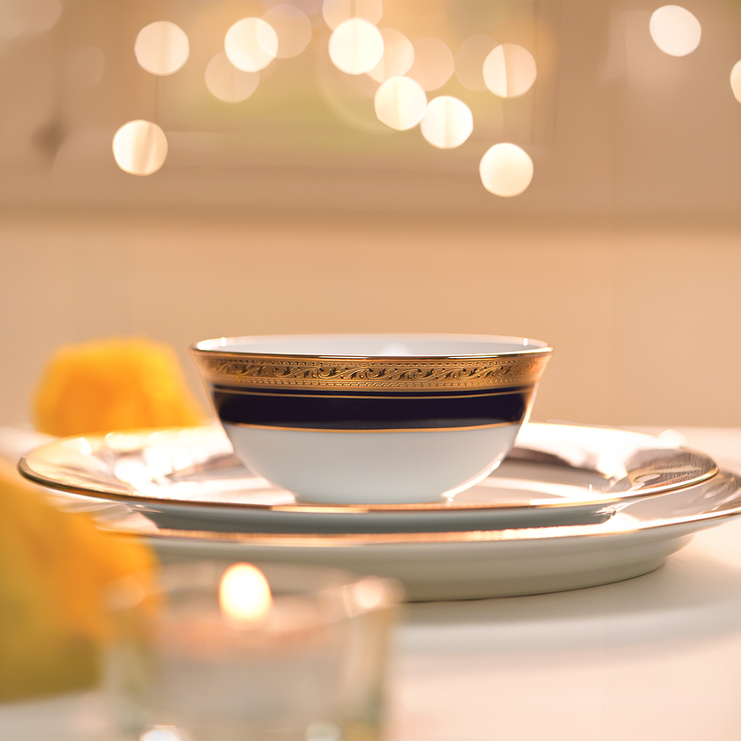 Noritake CRESTWOOD COBALT GOLD 21PC DINNER SET W/G