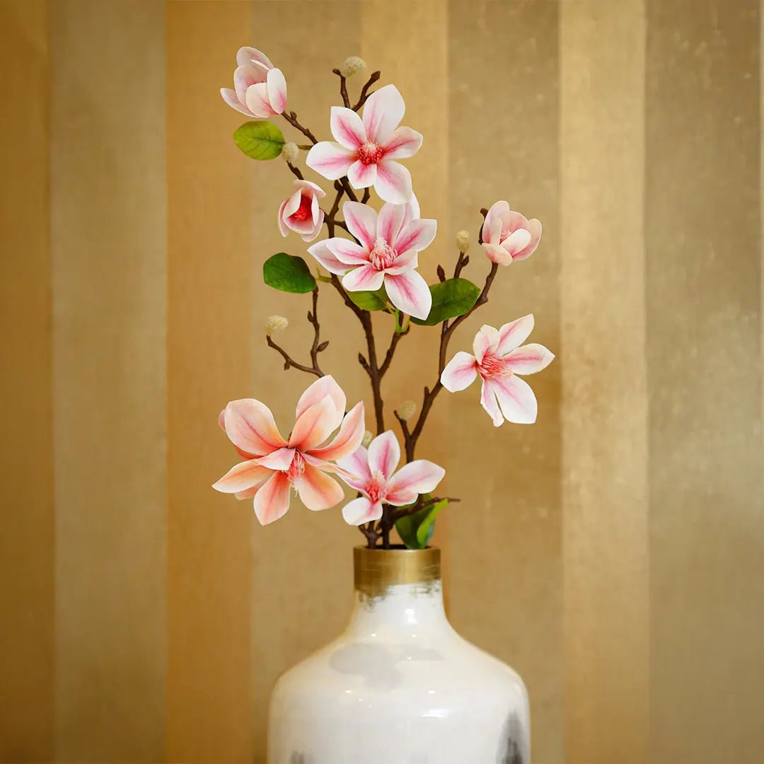 Daamaira Artificial Magnolia Flower Stem – Pink & White - Daamaira Home and Living Ltd