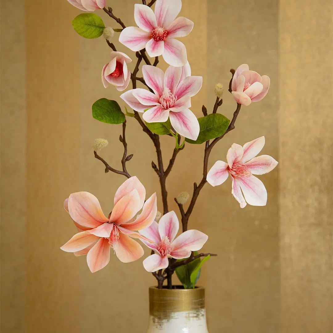 Daamaira Artificial Magnolia Flower Stem – Pink & White - Daamaira Home and Living Ltd