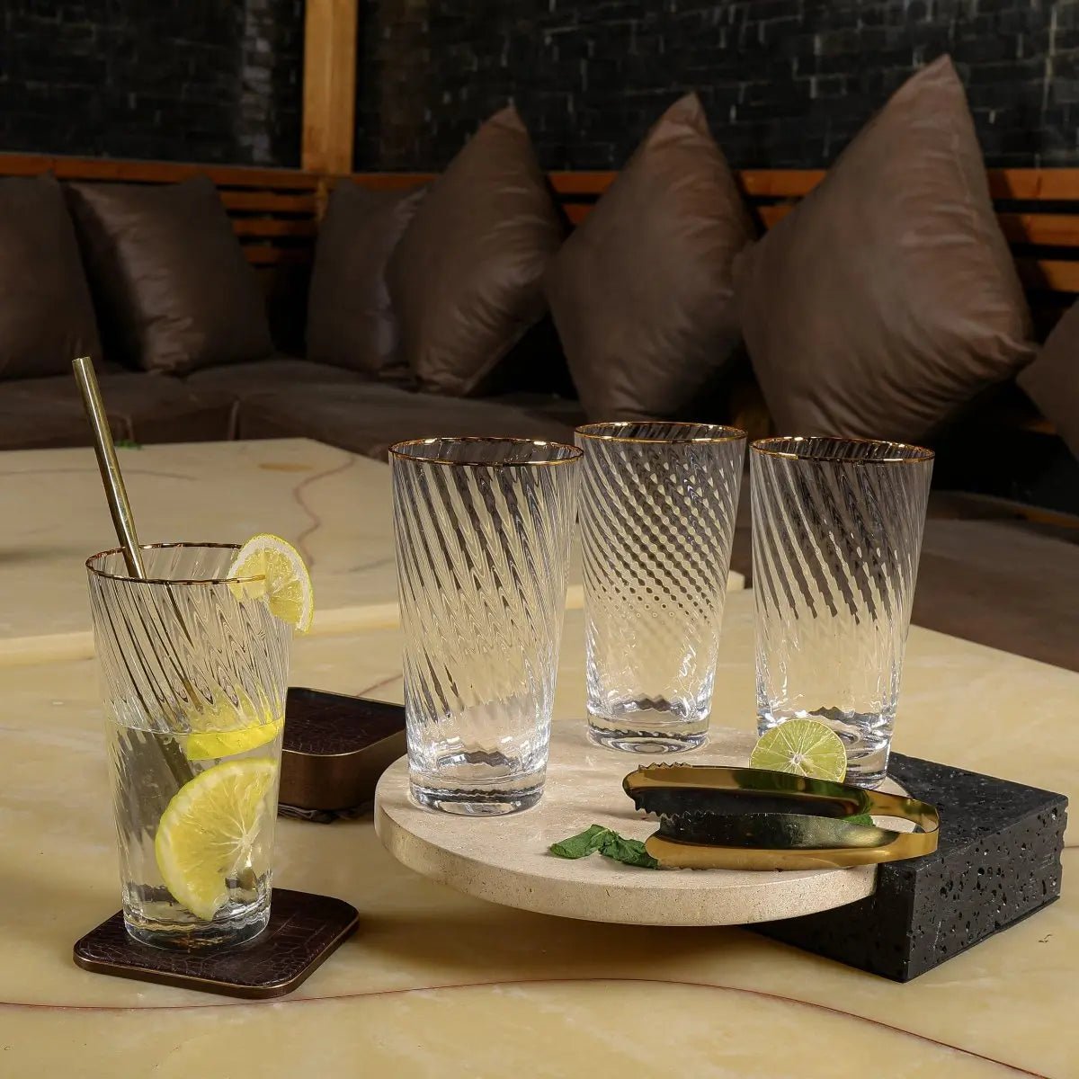 Drinking Glasses Finesse Set Of 4 High Ball Glasses - Daamaira Home and Living Ltd