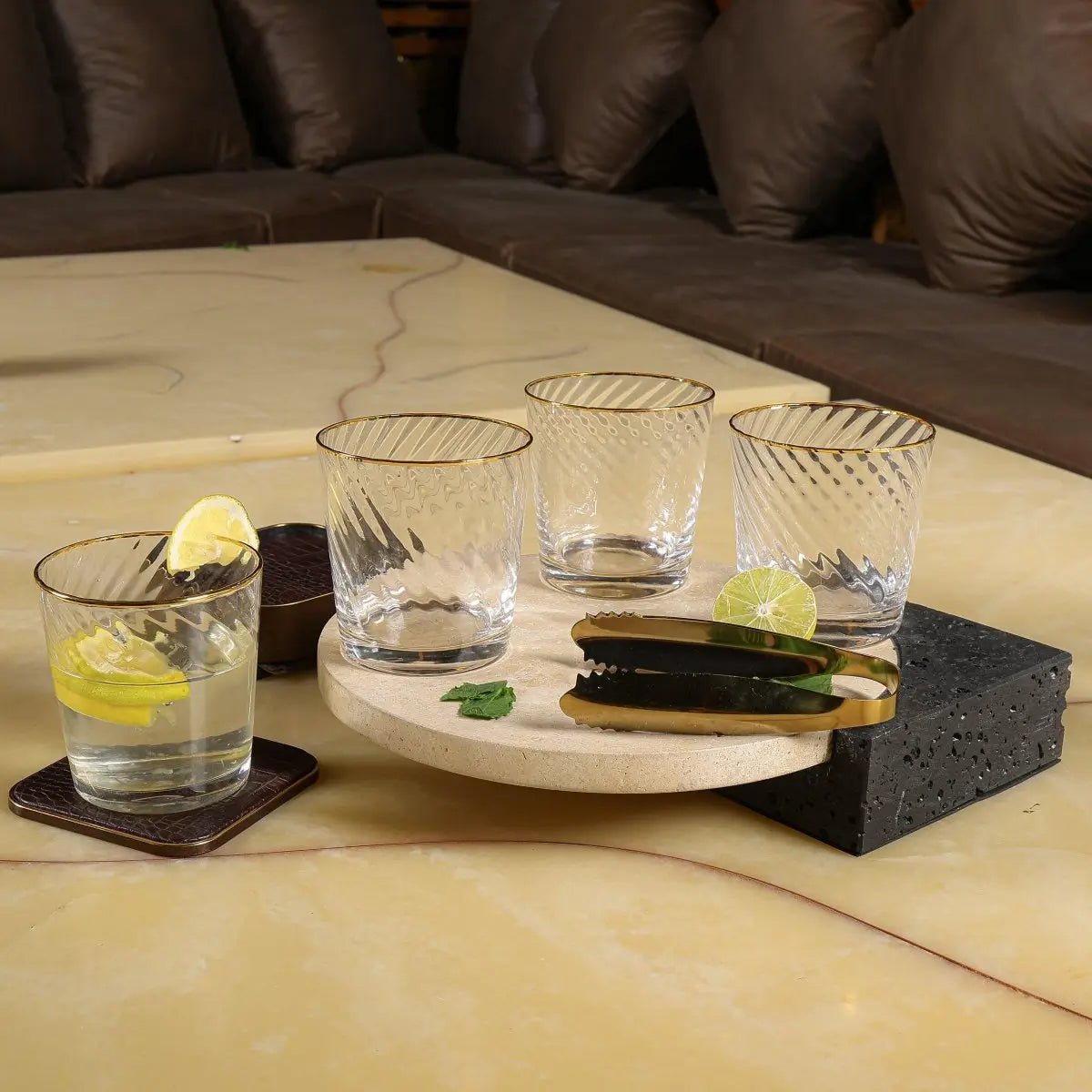 Drinking Glasses Finesse Set Of 4 Whiskey Glasses - Daamaira Home and Living Ltd