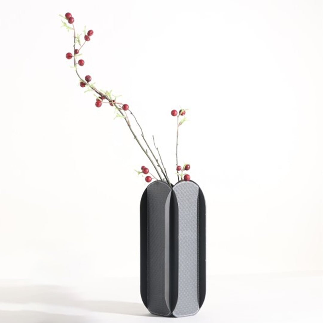 Vases Geometric Smoke Grey Luxury Glass Vase - Daamaira Home and Living Ltd