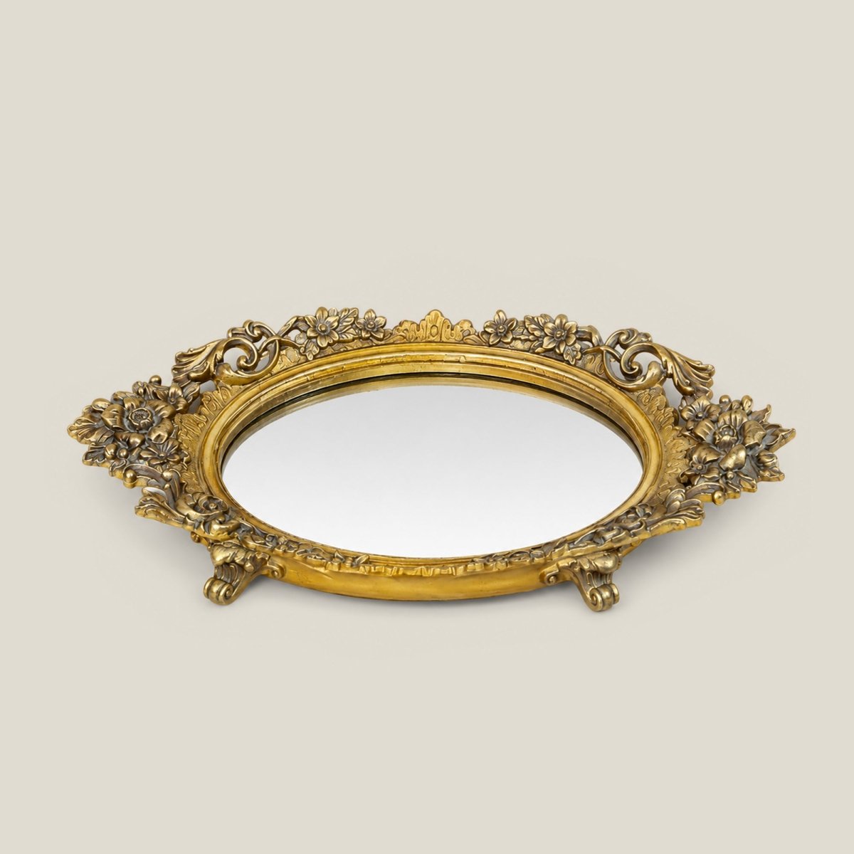 Photo Frames Gold Floral Vanity/Serving Tray - Daamaira Home and Living Ltd
