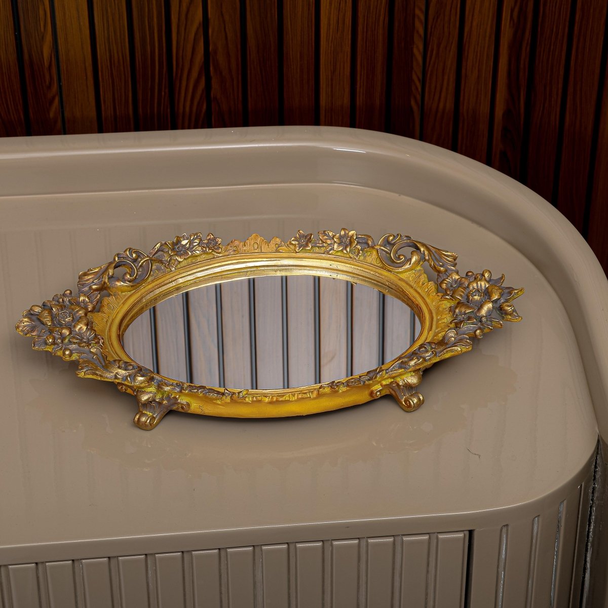 Photo Frames Gold Floral Vanity/Serving Tray - Daamaira Home and Living Ltd