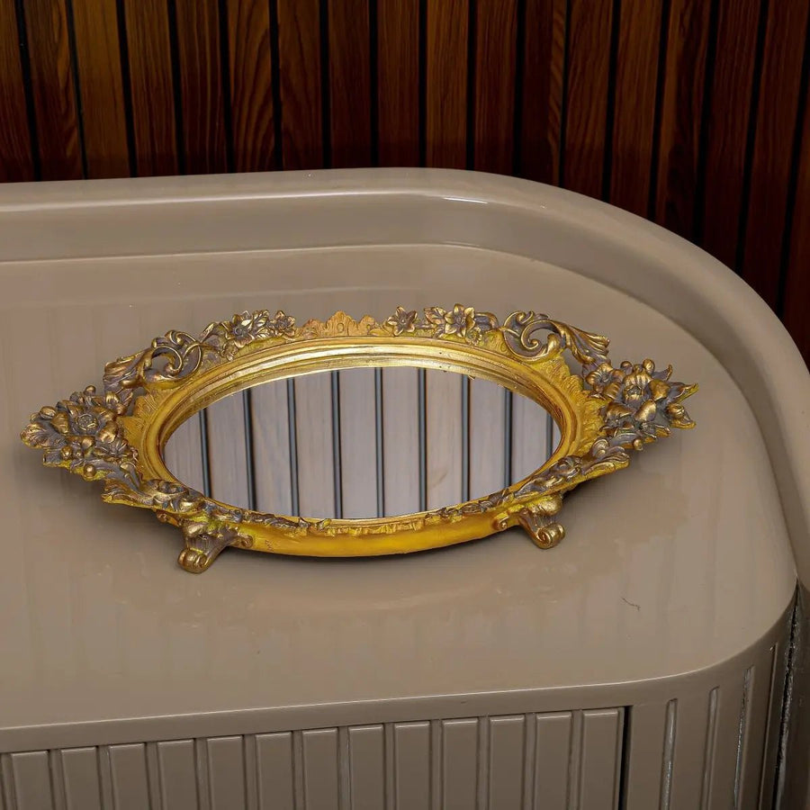 Gold Floral Vanity/Serving Tray