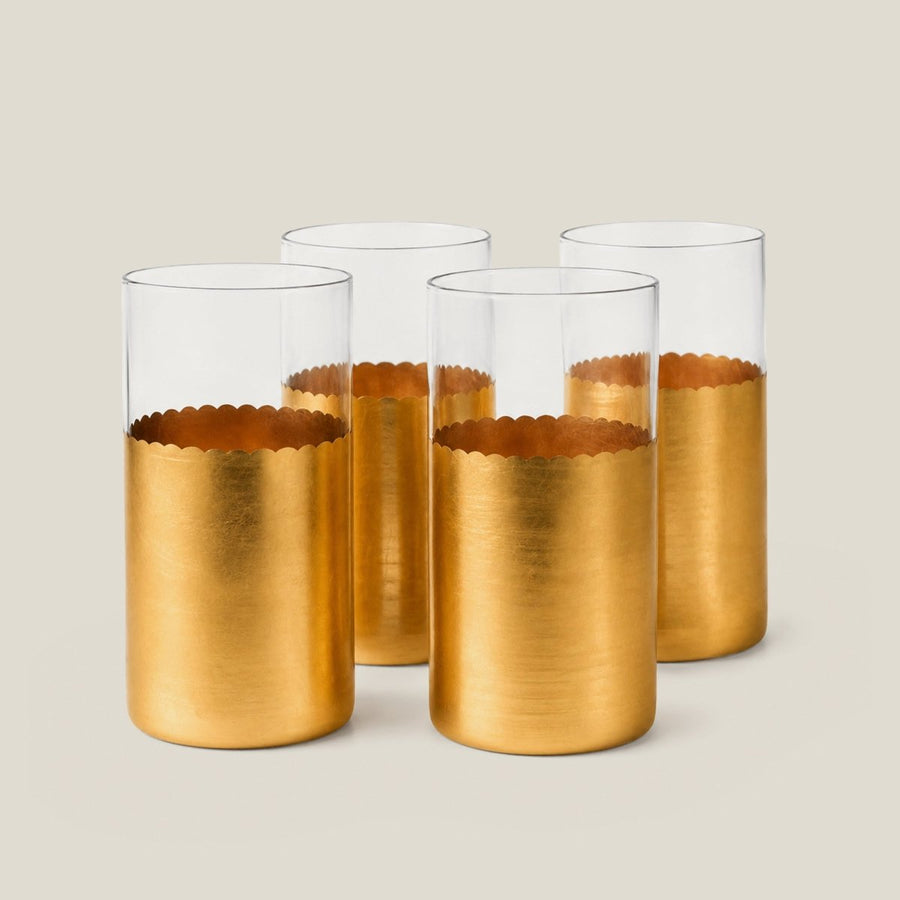 Gold Set Of 4 High Ball Glasses