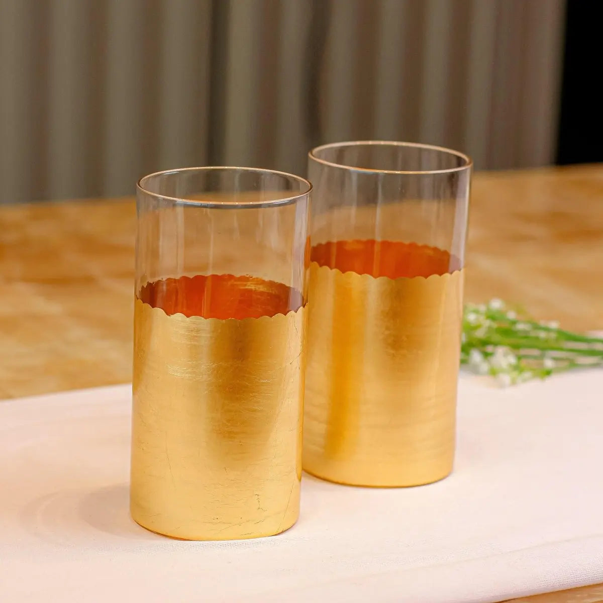 Drinking Glasses Gold Set Of 4 High Ball Glasses - Daamaira Home and Living Ltd