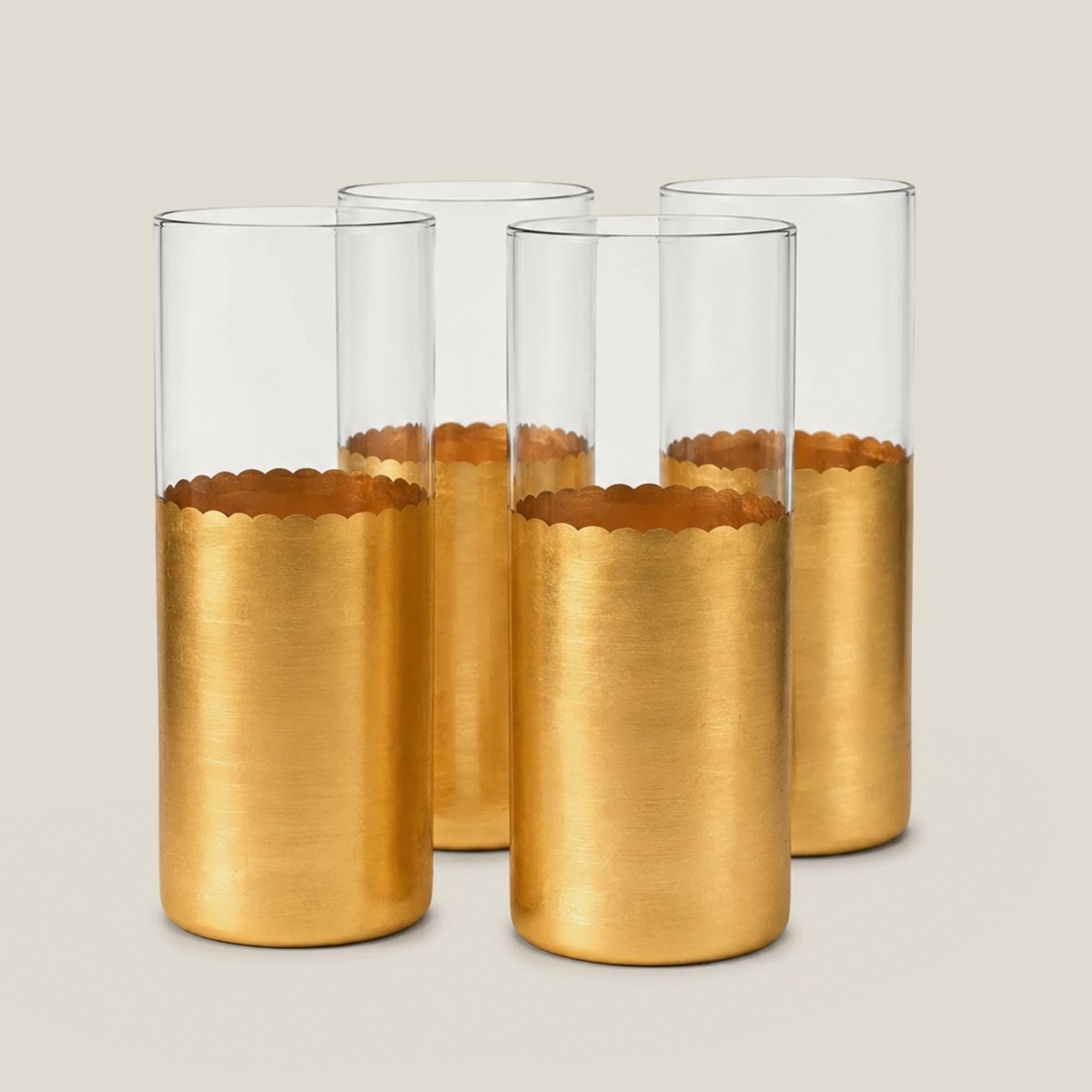 Drinking Glasses Gold Set Of 4 Tall Glasses - Daamaira Home and Living Ltd