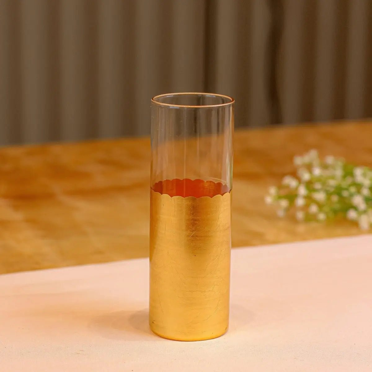 Drinking Glasses Gold Set Of 4 Tall Glasses - Daamaira Home and Living Ltd