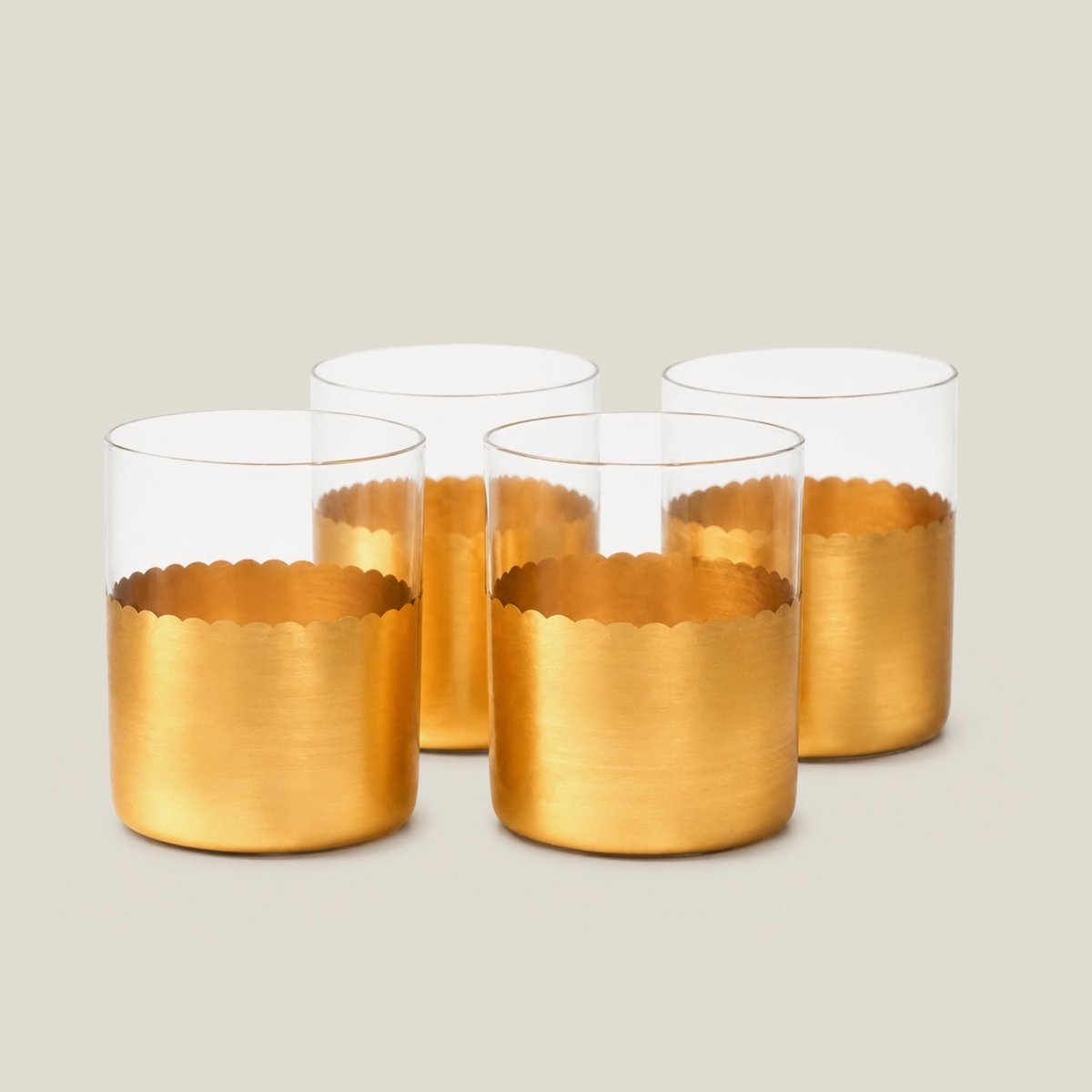 Drinking Glasses Gold Set Of 4 Water Glasses - Daamaira Home and Living Ltd