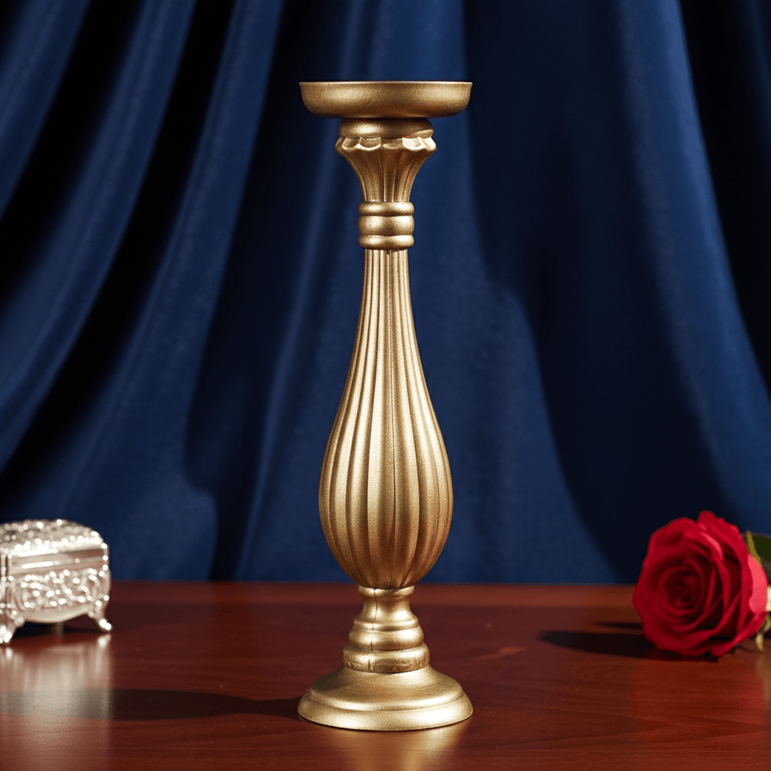 Sculptures & Figurines Golden Candle Holder - L - Daamaira Home and Living Ltd