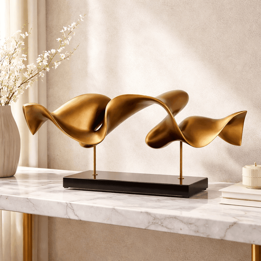 Golden Fluid Abstract Sculpture