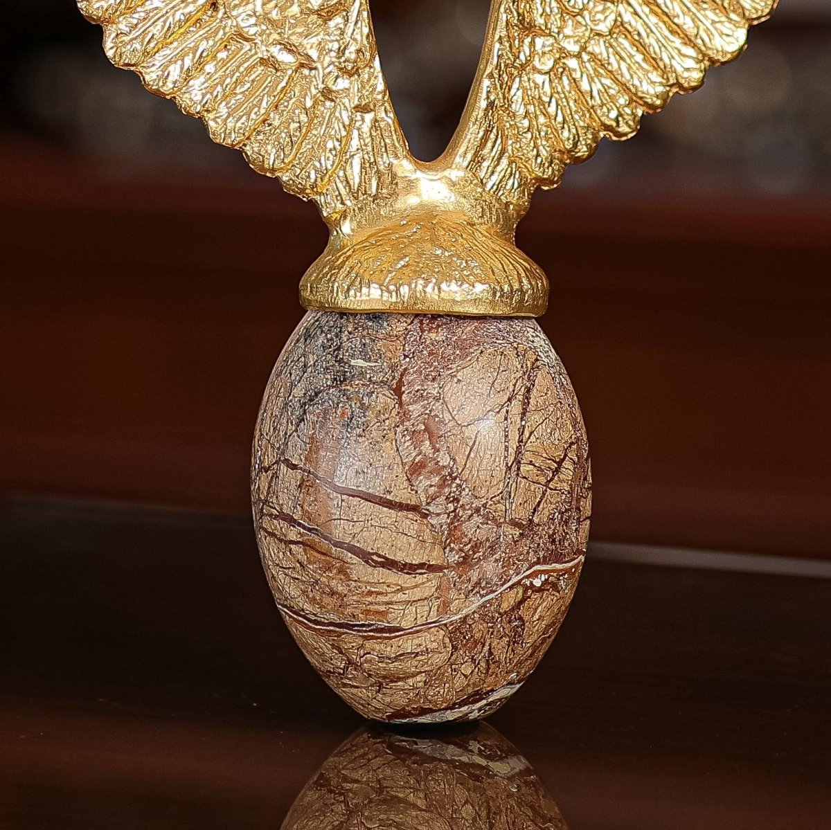 Sculptures & Figurines Golden Flying Egg Sculpture - Daamaira Home and Living Ltd